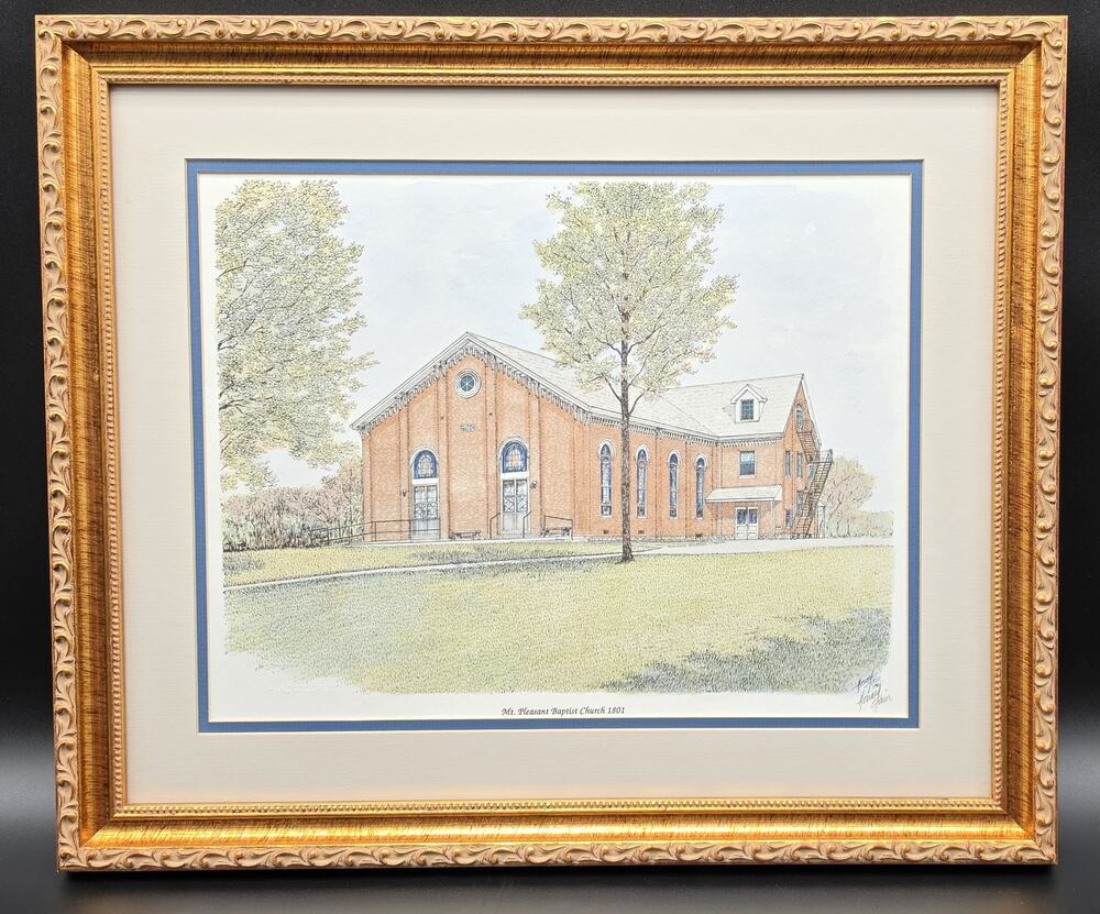 Howard Fain Signed Mt Pleasant Baptist Church 1801 Beautifully Framed Lithograph